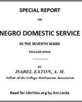 Special Report on Negro Domestic Service in the Seventh Ward Philadelphia cover